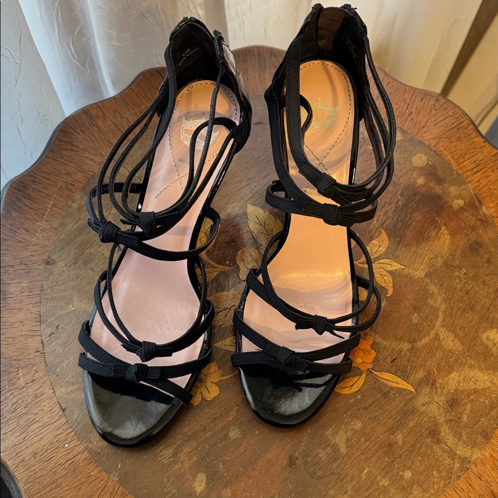 STRAPPY BLACK HEELS- Zipped Up The Back